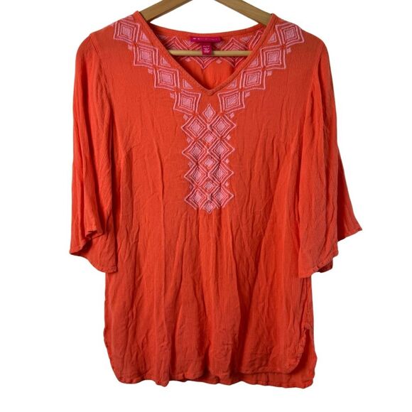 Lilly Pulitzer for Target Camellia Gauze Orange Pink Embroidered Tunic Top XS - Picture 1 of 10